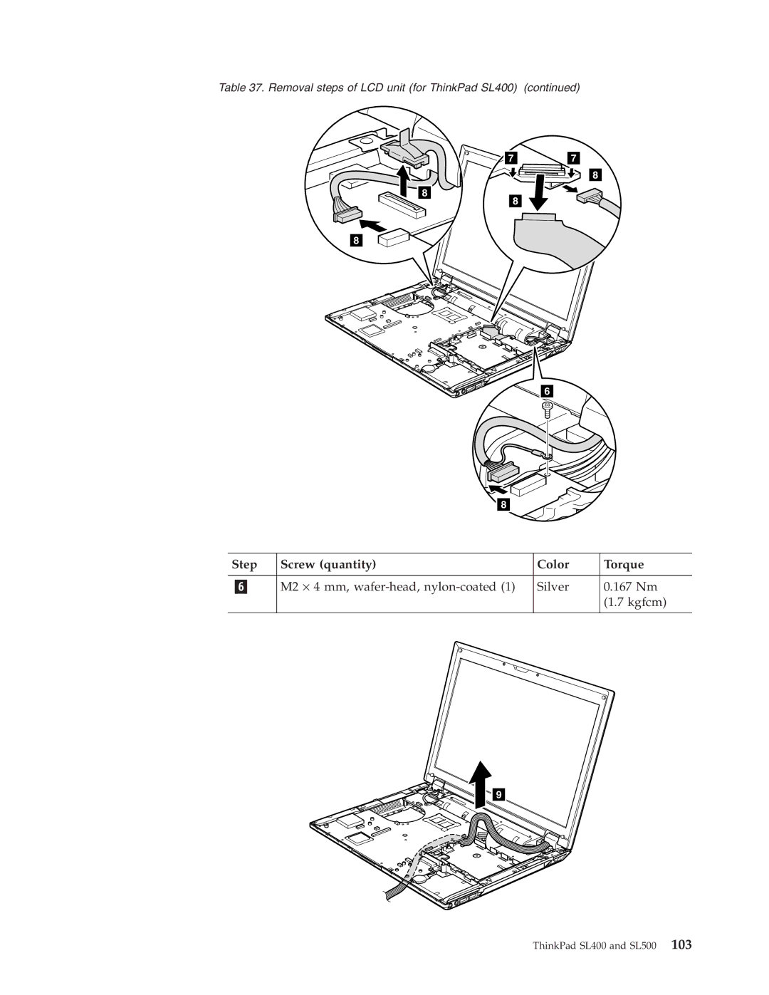 IBM SL500 manual M2 ⋅ 4 mm, wafer-head, nylon-coated Silver 167 Nm Kgfcm 