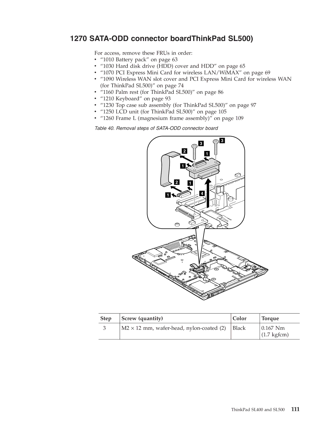 IBM manual SATA-ODD connector boardThinkPad SL500 