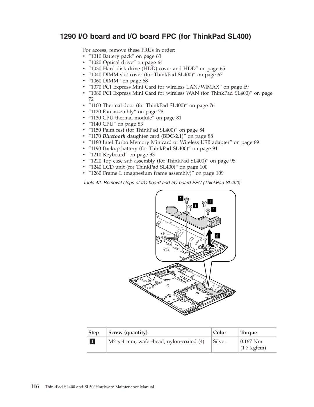 IBM SL500 manual 1290 I/O board and I/O board FPC for ThinkPad SL400 