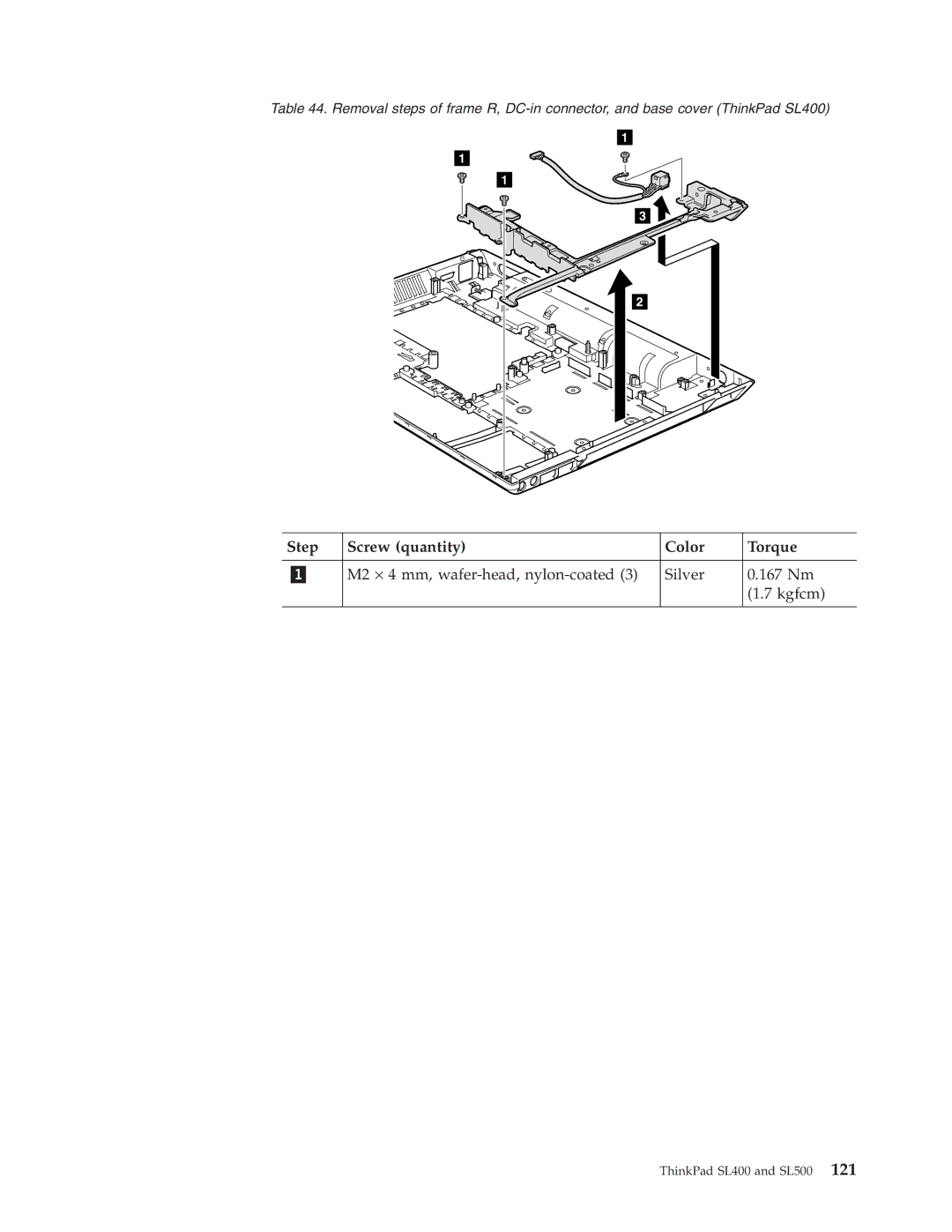 IBM SL500 manual M2 ⋅ 4 mm, wafer-head, nylon-coated Silver 167 Nm Kgfcm 