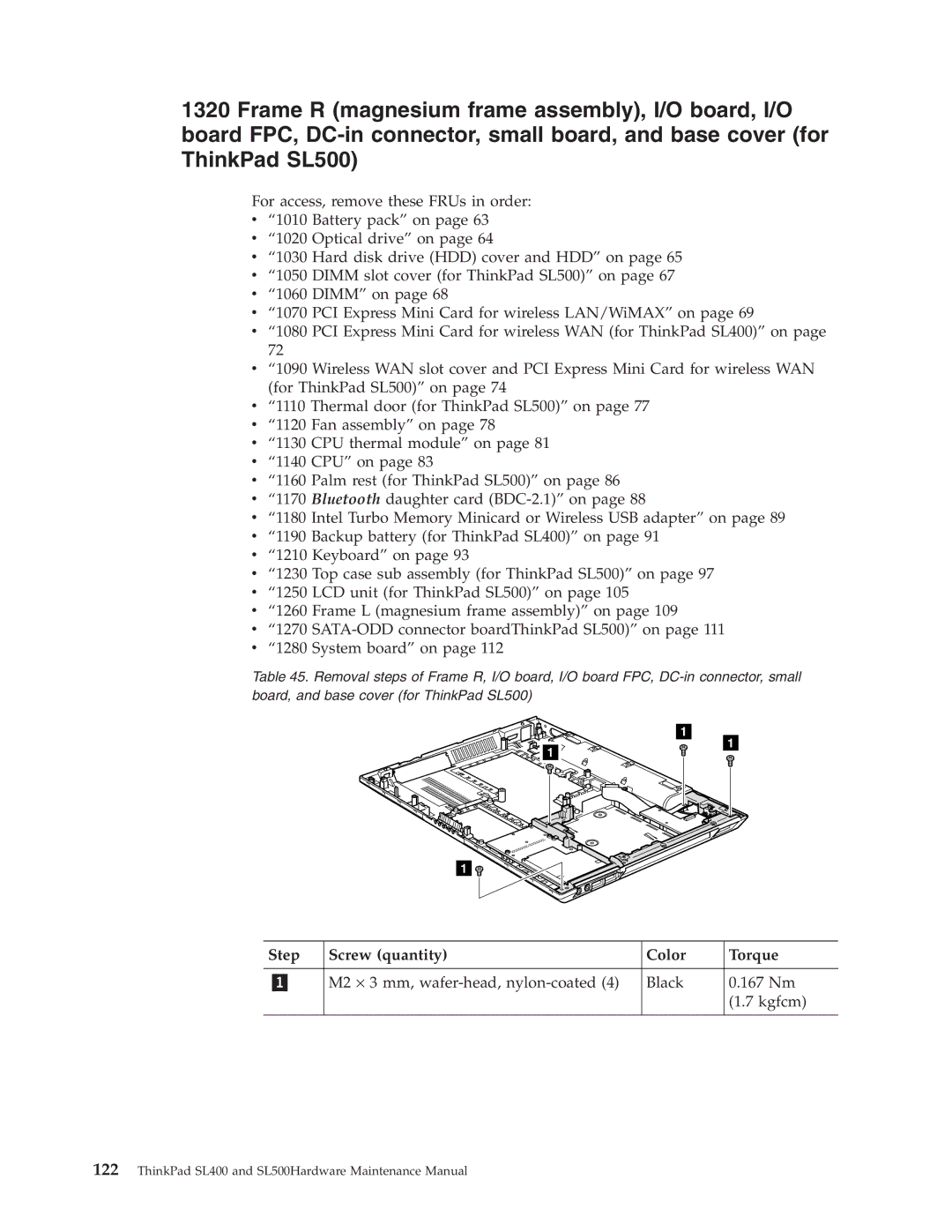 IBM SL500 manual M2 ⋅ 3 mm, wafer-head, nylon-coated Black 167 Nm Kgfcm 