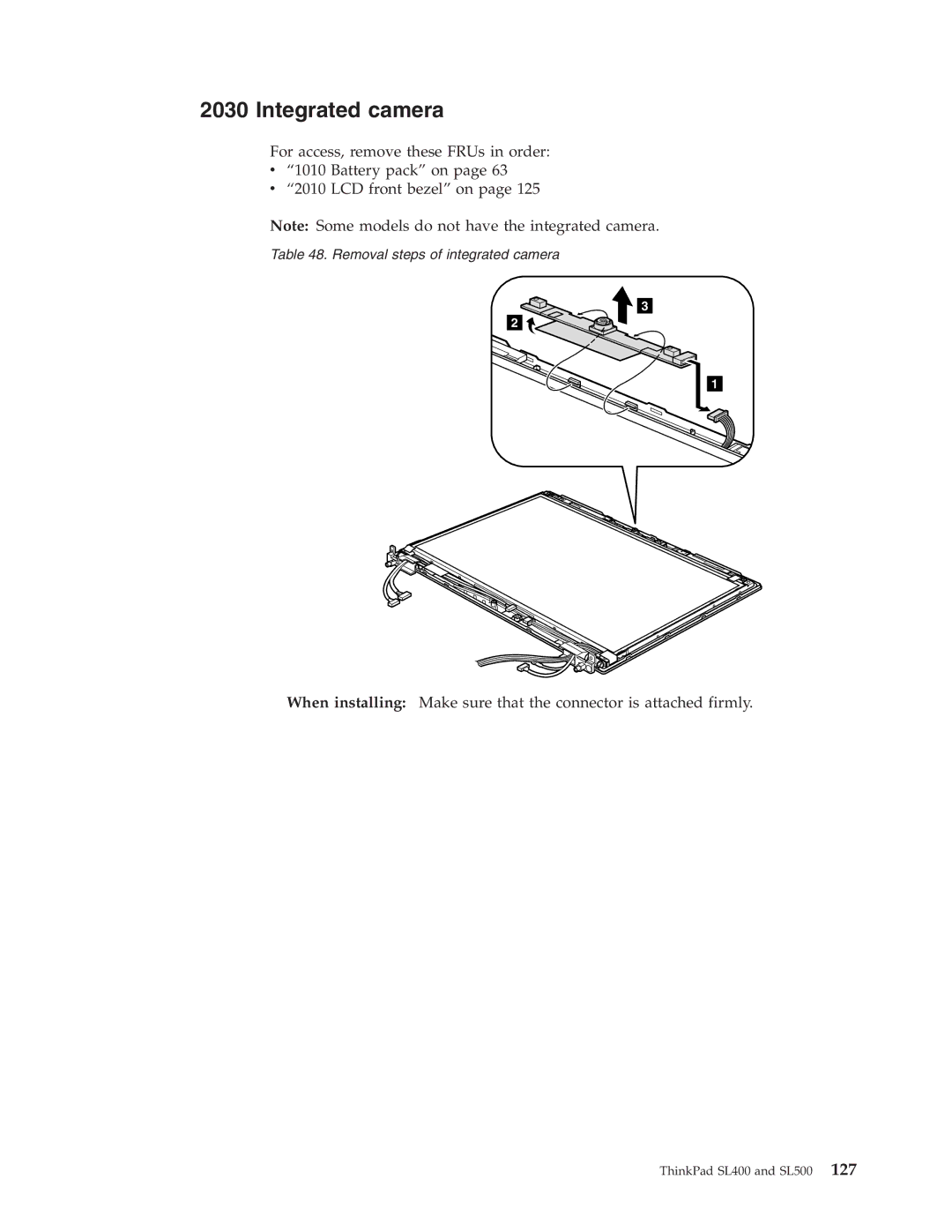 IBM SL500 manual Integrated camera 