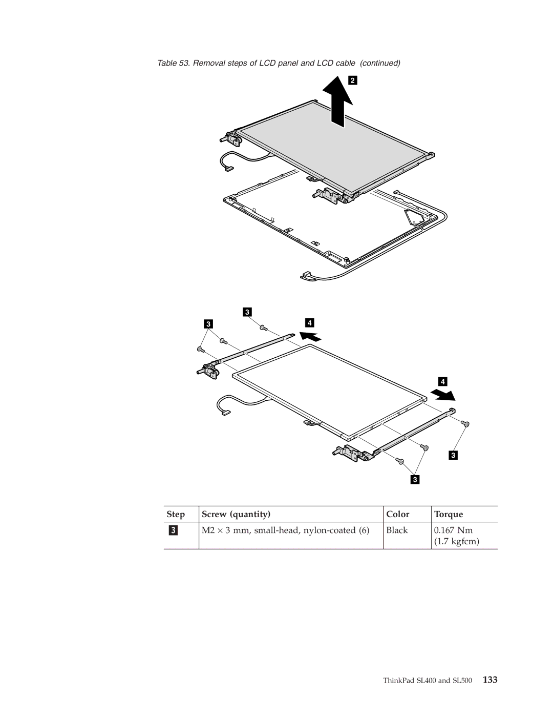 IBM SL500 manual M2 ⋅ 3 mm, small-head, nylon-coated Black 167 Nm Kgfcm 