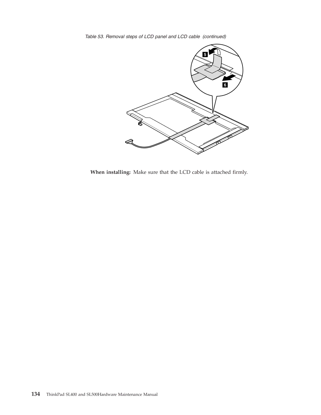 IBM SL500 manual Removal steps of LCD panel and LCD cable 