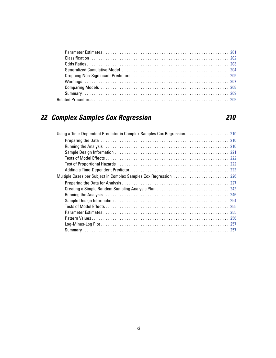 IBM SPSS COMPLEX SAMPLES 19 manual Complex Samples Cox Regression 210 