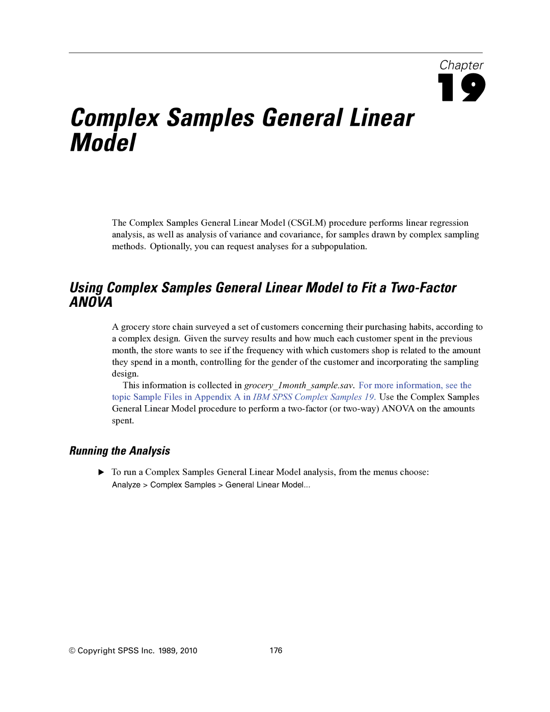 IBM SPSS COMPLEX SAMPLES 19 manual Anova 