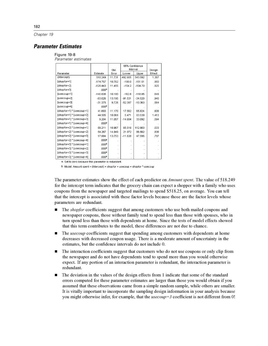 IBM SPSS COMPLEX SAMPLES 19 manual Parameter Estimates 