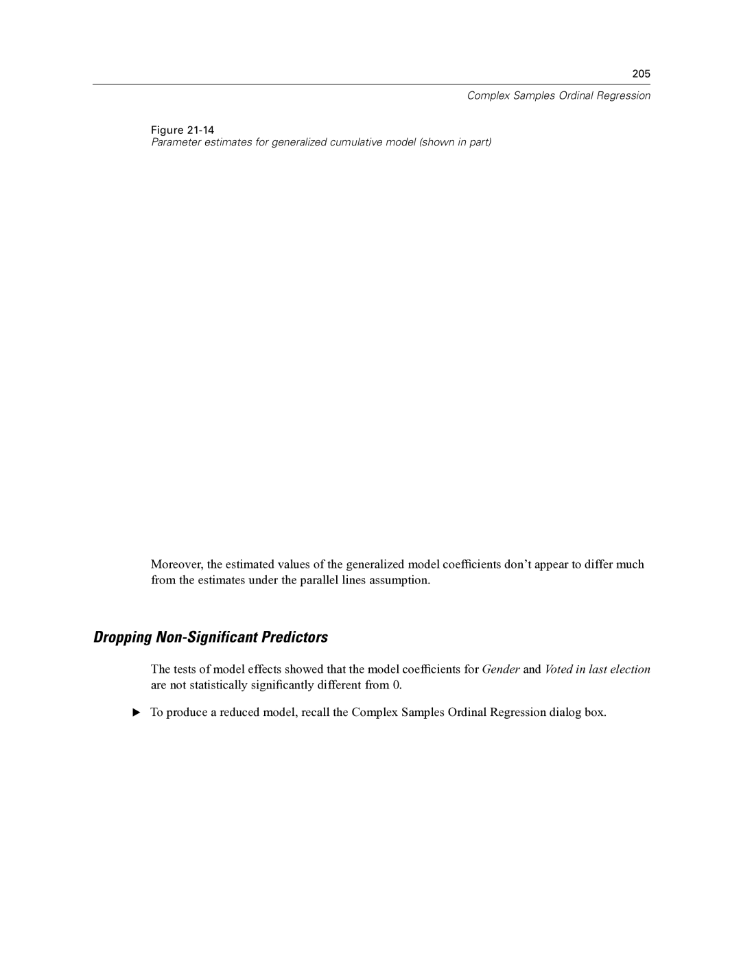 IBM SPSS COMPLEX SAMPLES 19 manual Dropping Non-Significant Predictors 