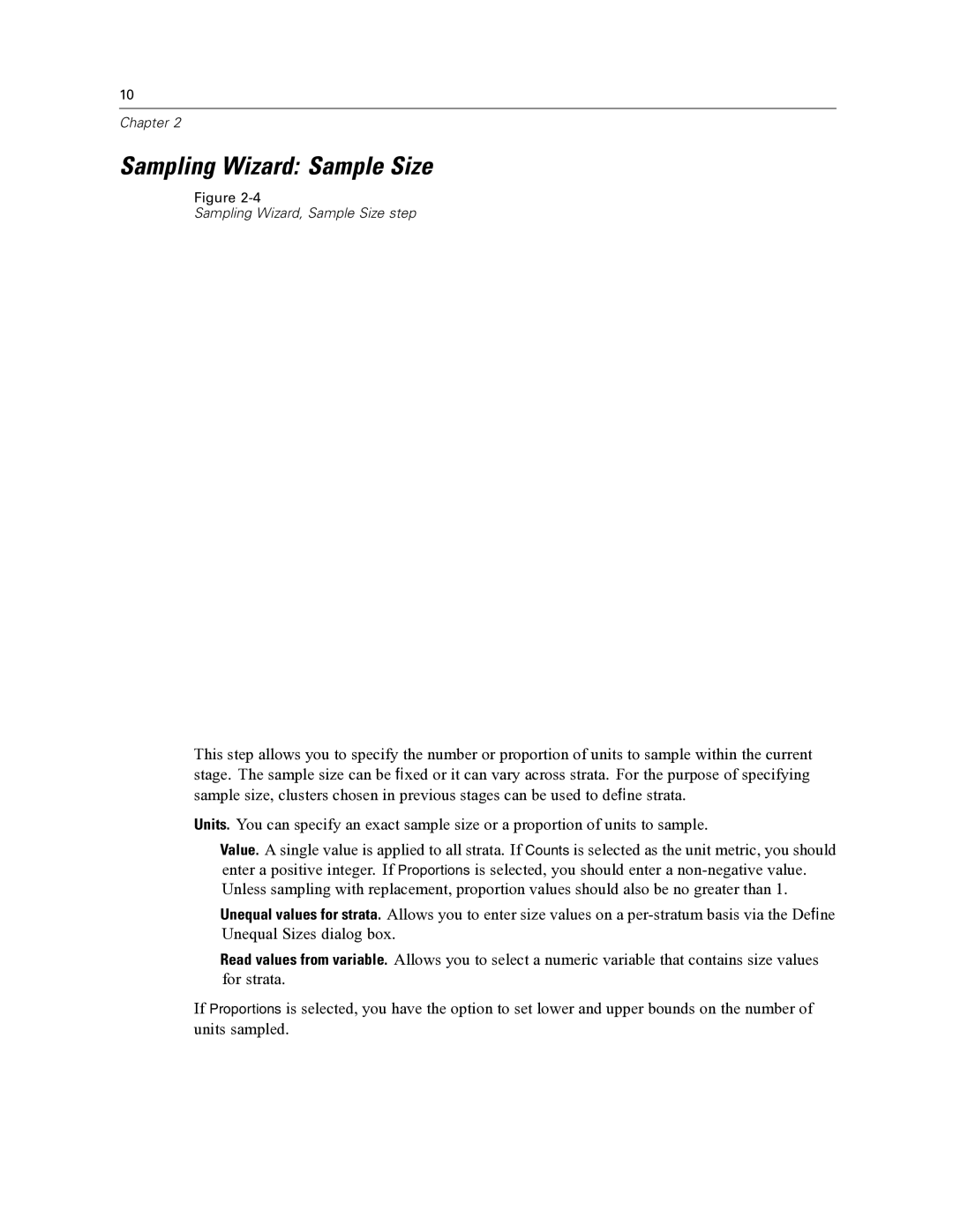 IBM SPSS COMPLEX SAMPLES 19 manual Sampling Wizard Sample Size 