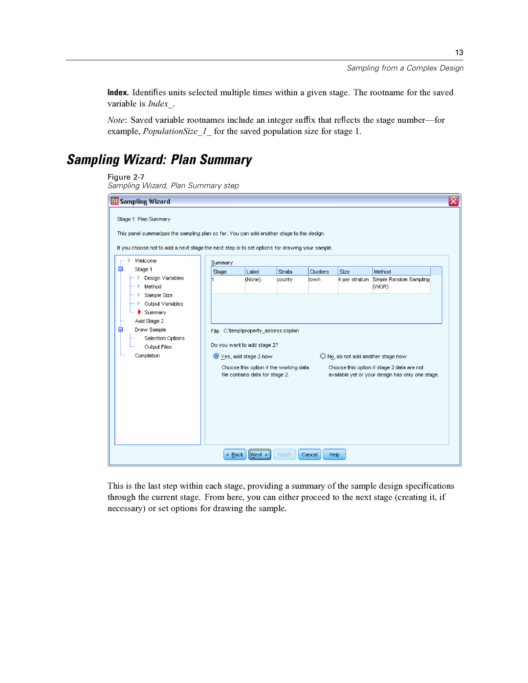 IBM SPSS COMPLEX SAMPLES 19 manual Sampling Wizard Plan Summary 