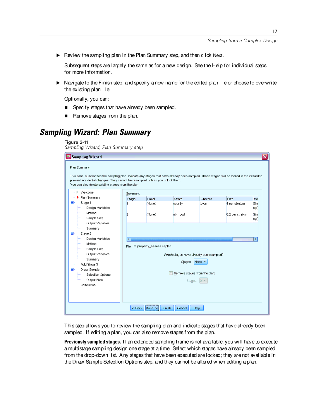 IBM SPSS COMPLEX SAMPLES 19 manual Sampling Wizard Plan Summary 