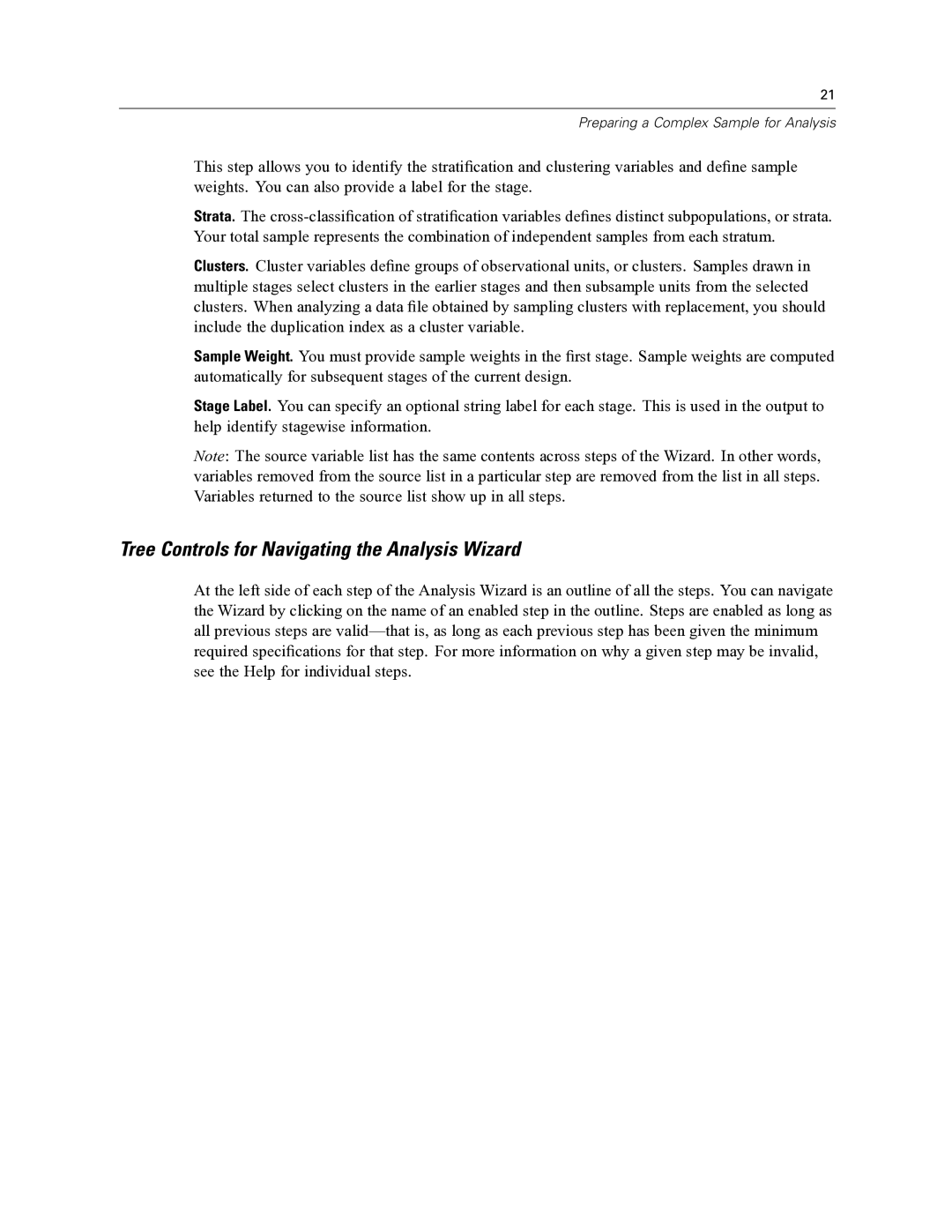 IBM SPSS COMPLEX SAMPLES 19 manual Tree Controls for Navigating the Analysis Wizard 