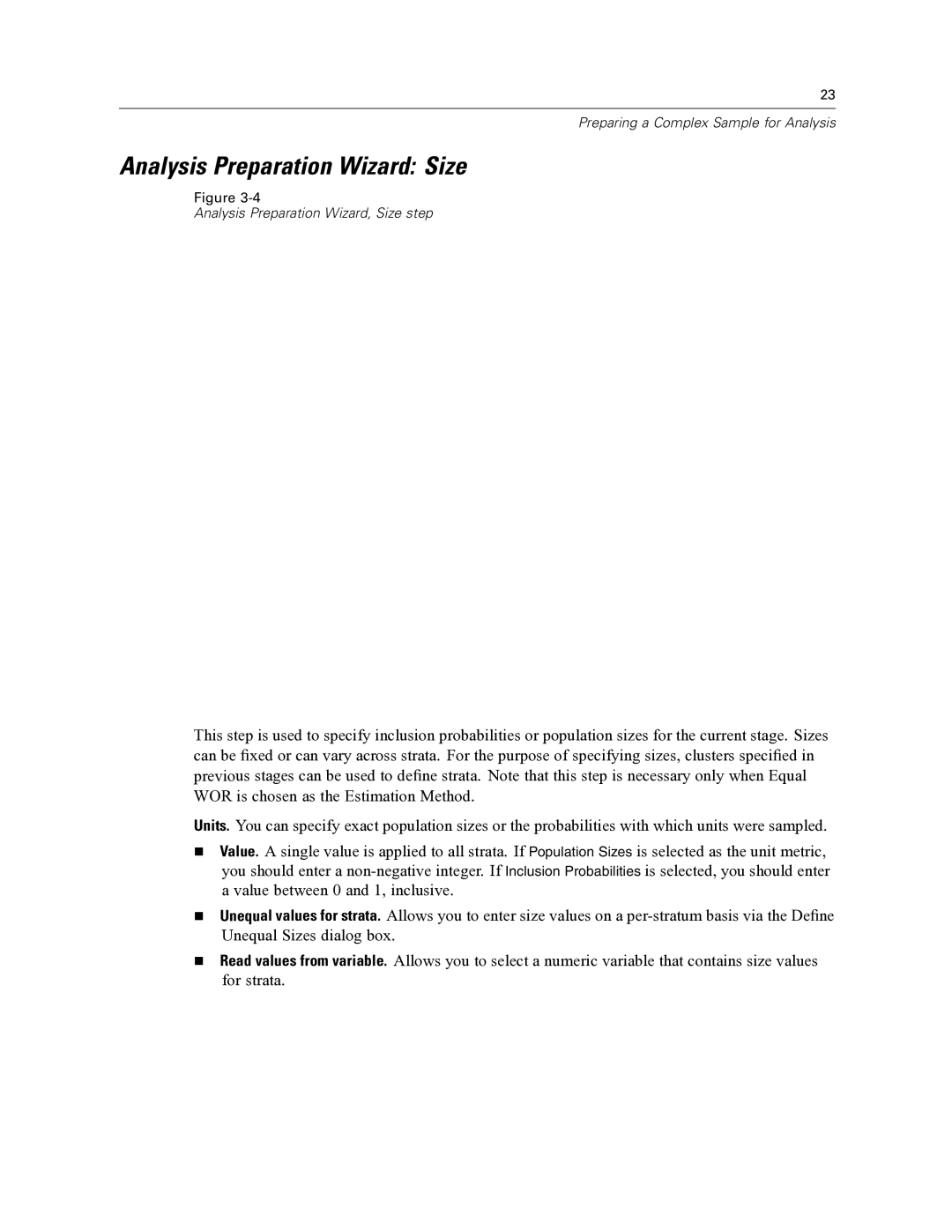 IBM SPSS COMPLEX SAMPLES 19 manual Analysis Preparation Wizard Size 