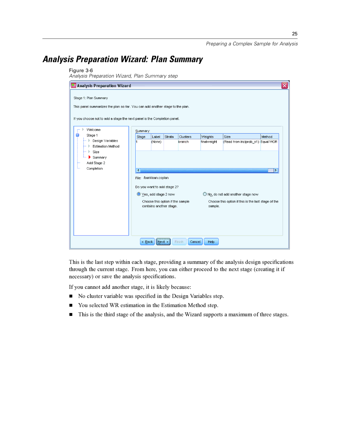 IBM SPSS COMPLEX SAMPLES 19 manual Analysis Preparation Wizard Plan Summary 