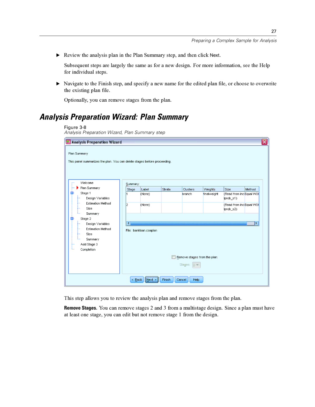 IBM SPSS COMPLEX SAMPLES 19 manual Analysis Preparation Wizard Plan Summary 