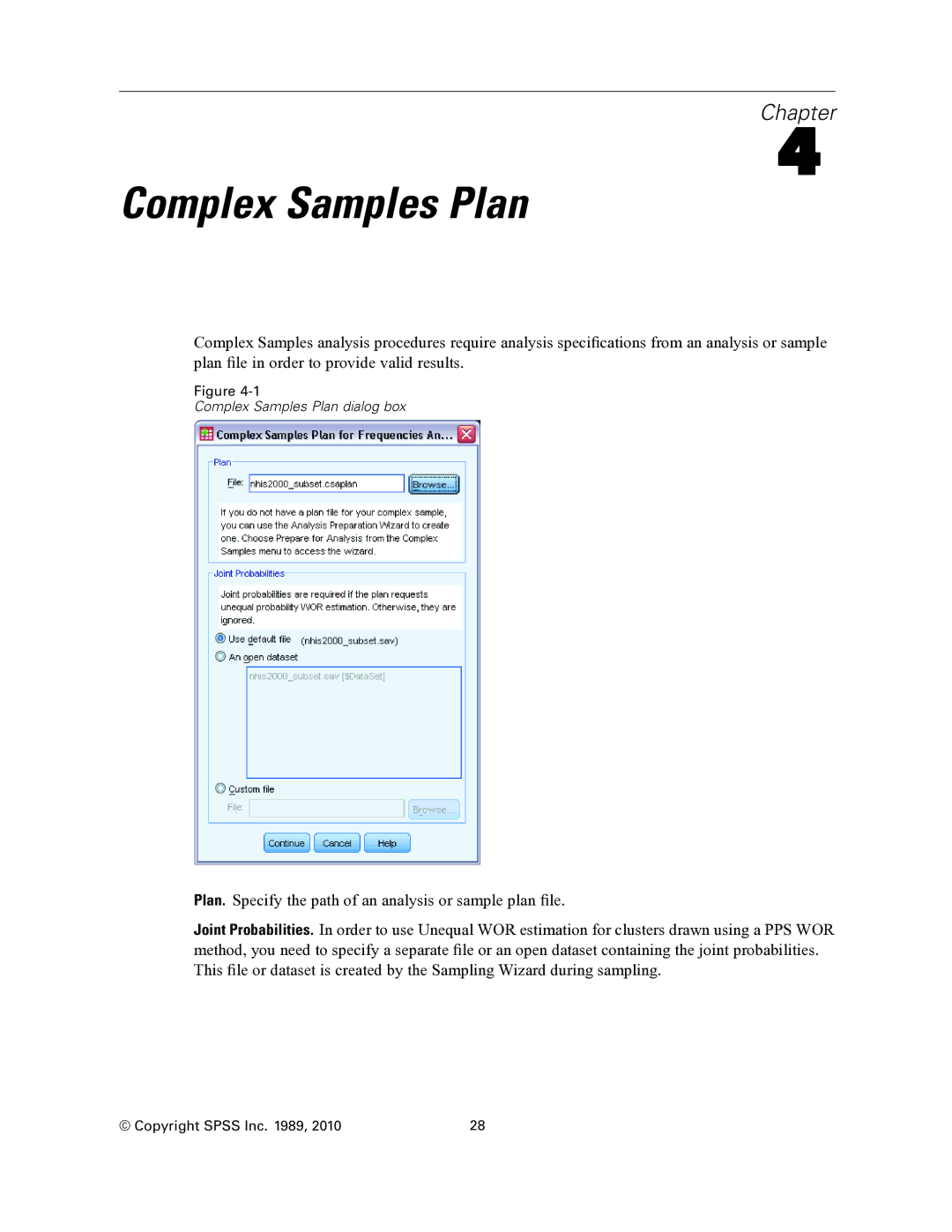 IBM SPSS COMPLEX SAMPLES 19 manual Complex Samples Plan 