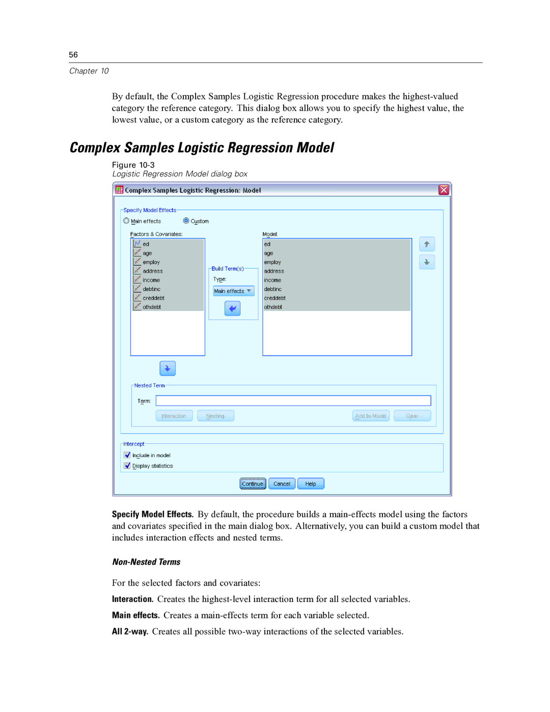 IBM SPSS COMPLEX SAMPLES 19 manual Complex Samples Logistic Regression Model 