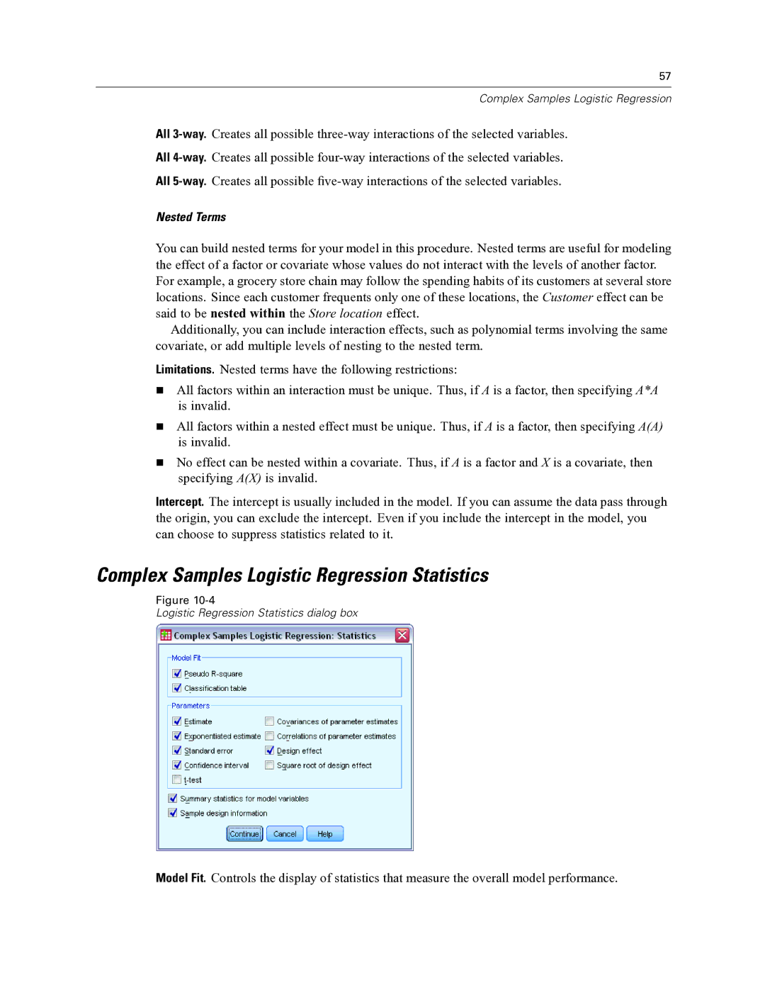 IBM SPSS COMPLEX SAMPLES 19 manual Complex Samples Logistic Regression Statistics 