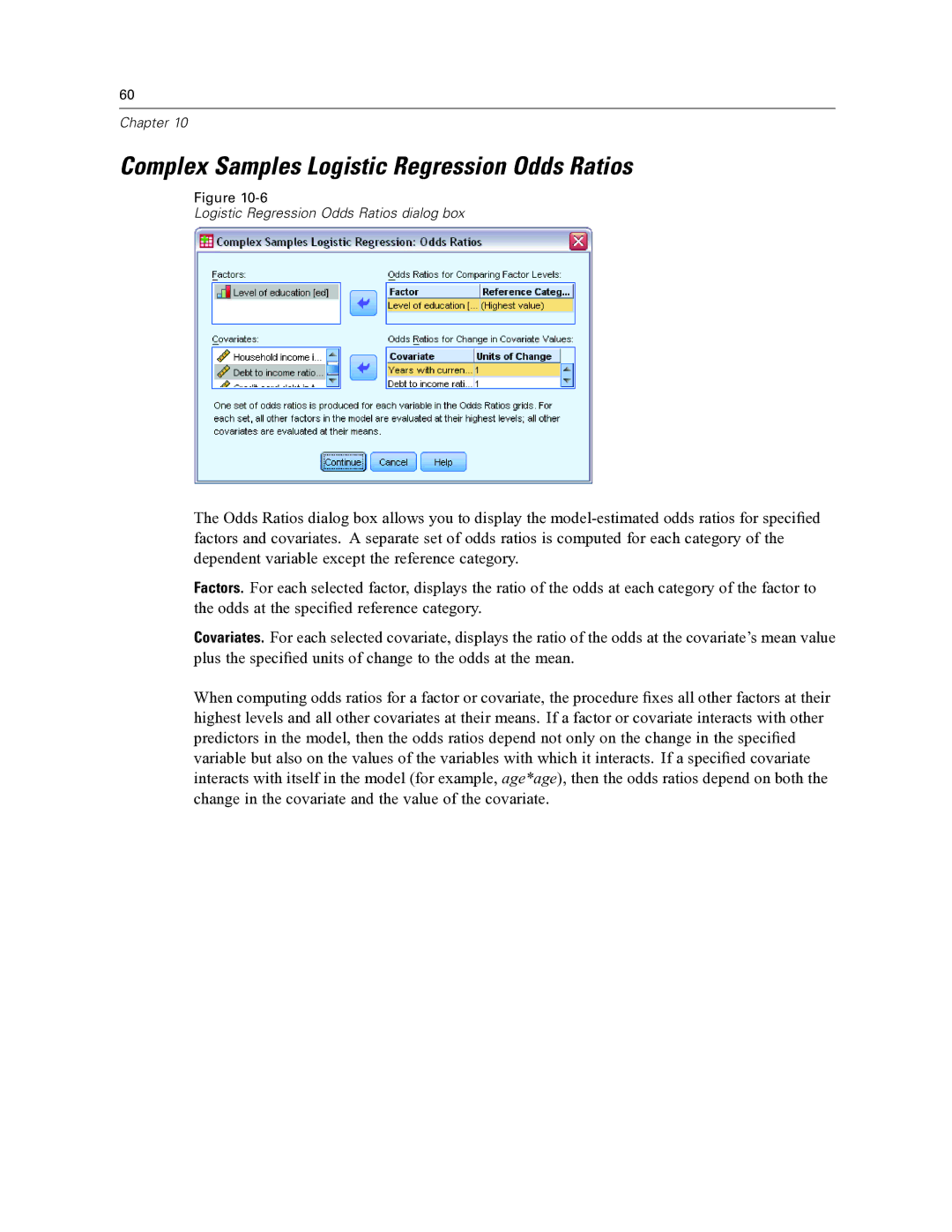 IBM SPSS COMPLEX SAMPLES 19 manual Complex Samples Logistic Regression Odds Ratios 