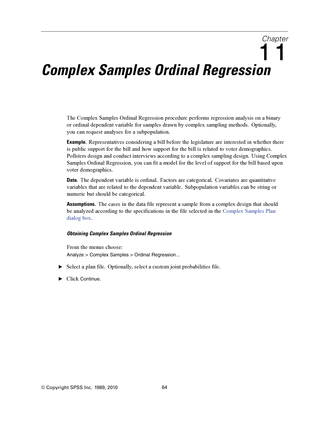 IBM SPSS COMPLEX SAMPLES 19 manual Complex Samples Ordinal Regression 