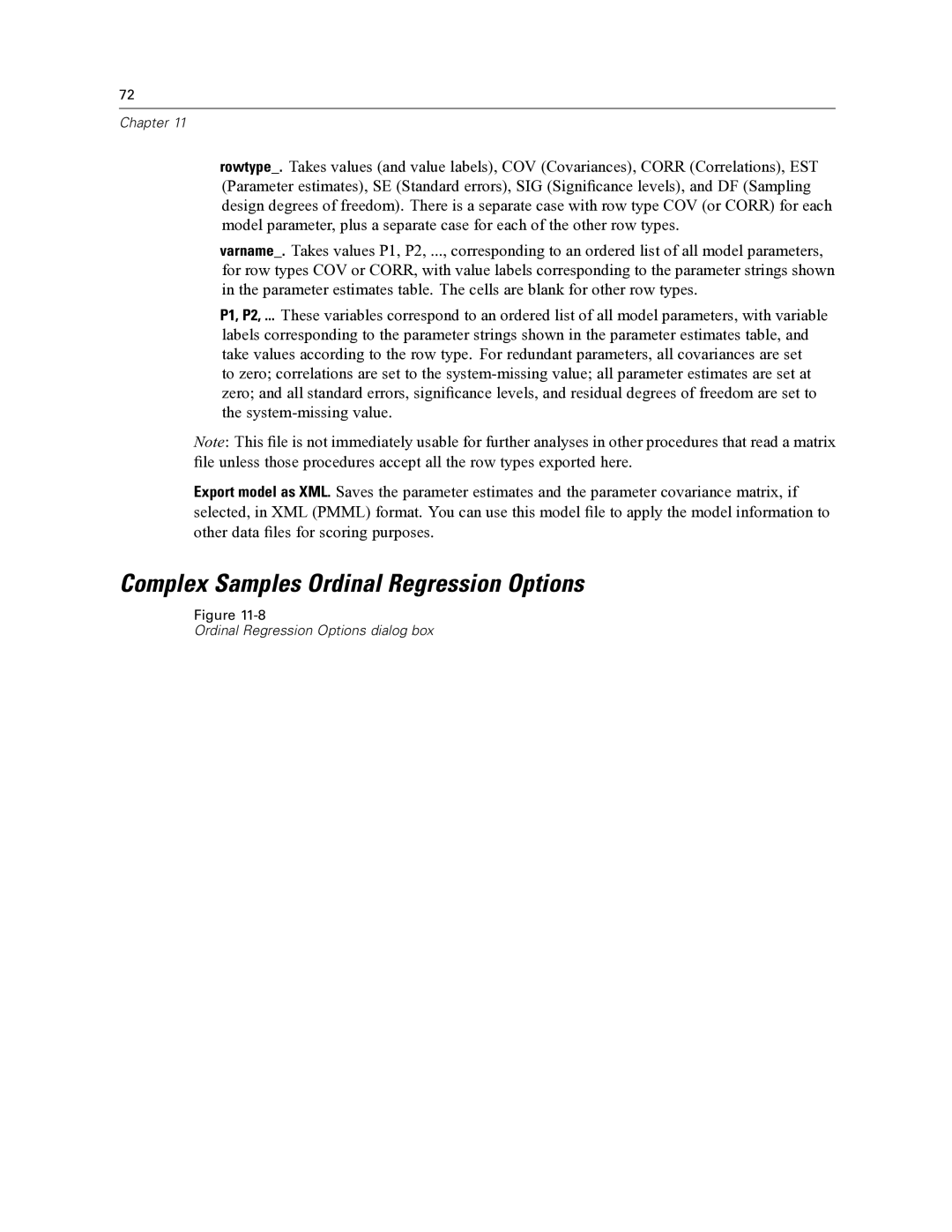 IBM SPSS COMPLEX SAMPLES 19 manual Complex Samples Ordinal Regression Options 