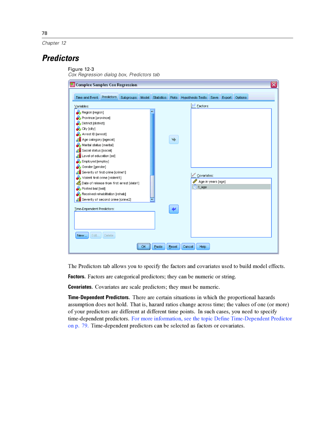 IBM SPSS COMPLEX SAMPLES 19 manual Predictors 