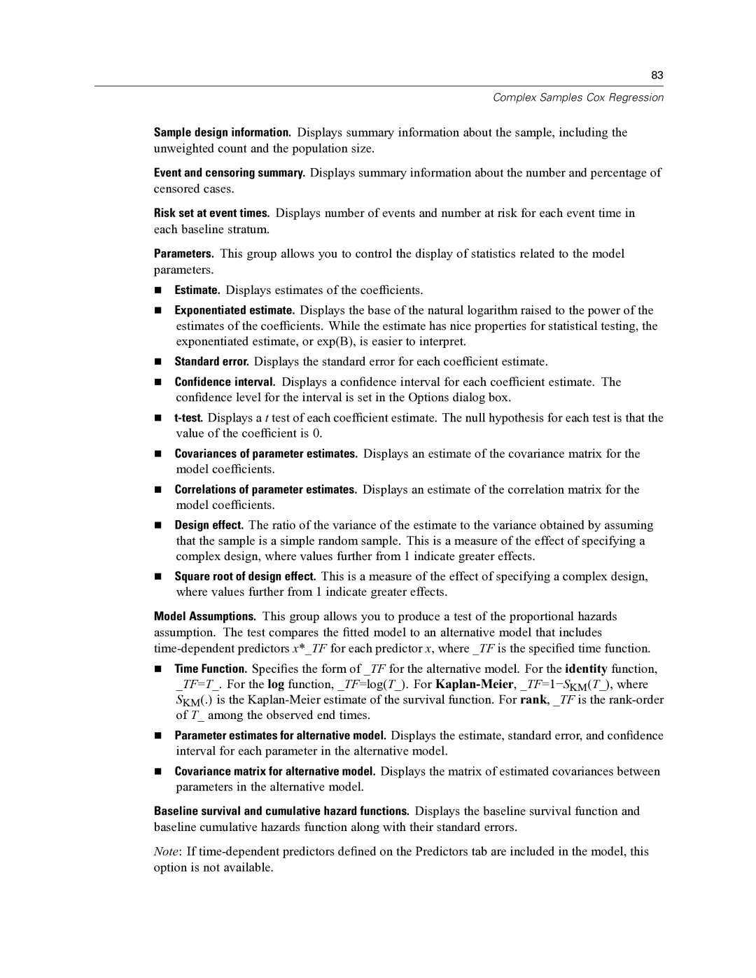 IBM SPSS COMPLEX SAMPLES 19 manual Complex Samples Cox Regression 