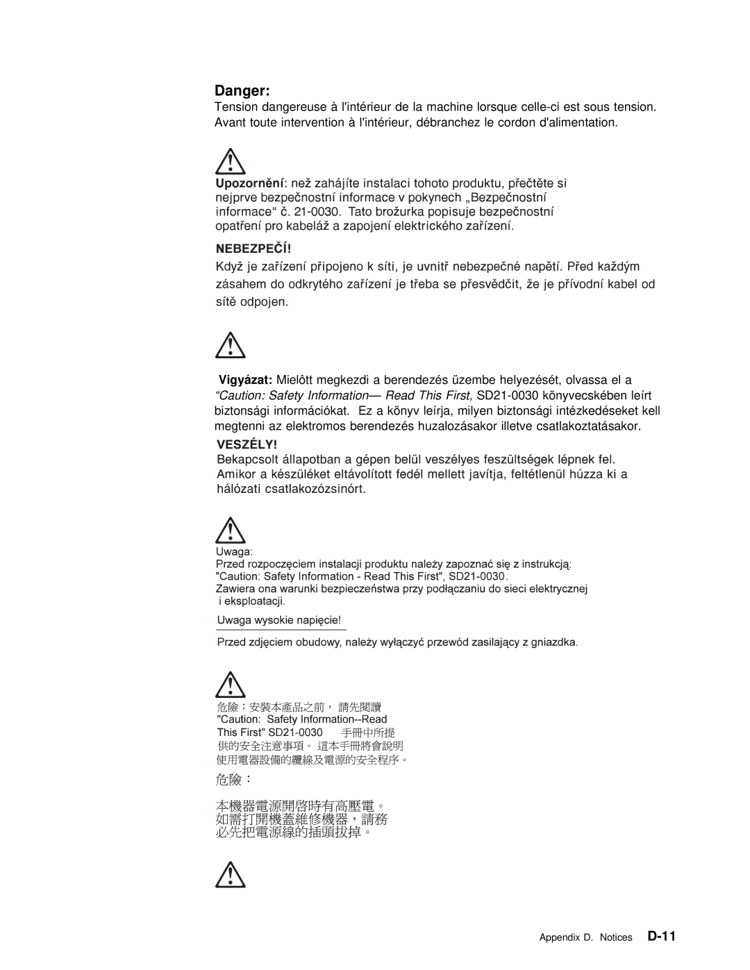 IBM SY27-0345-06 manual Appendix D. NoticesD-11 