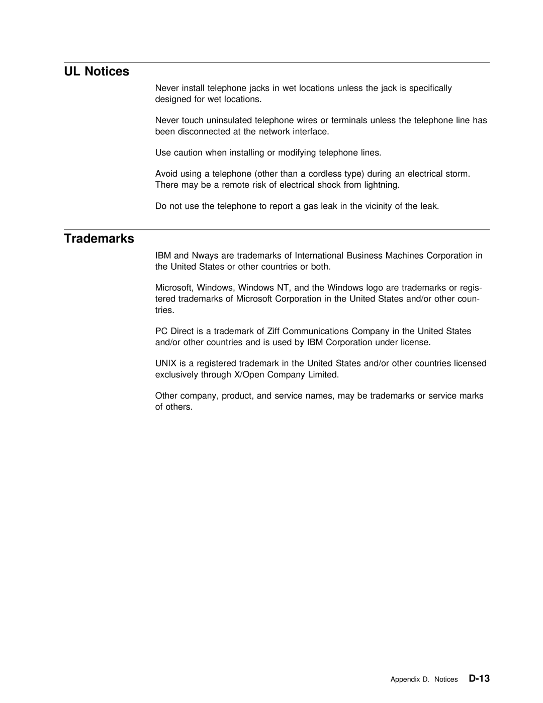 IBM SY27-0345-06 manual UL Notices, Trademarks 