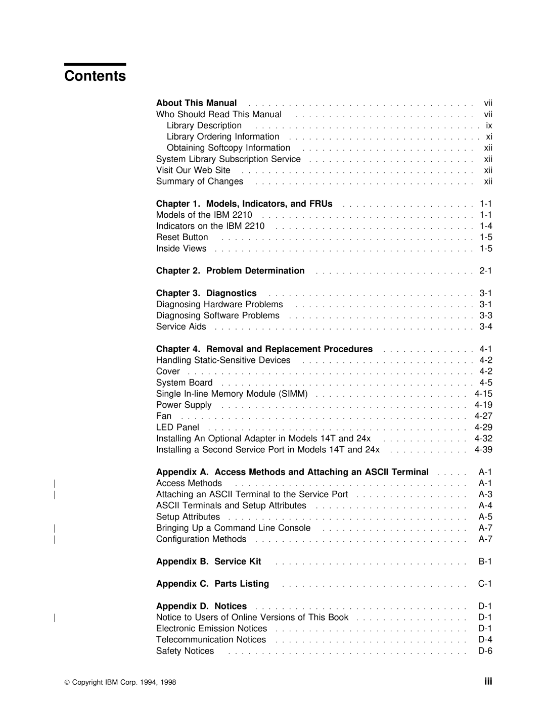 IBM SY27-0345-06 manual Contents 