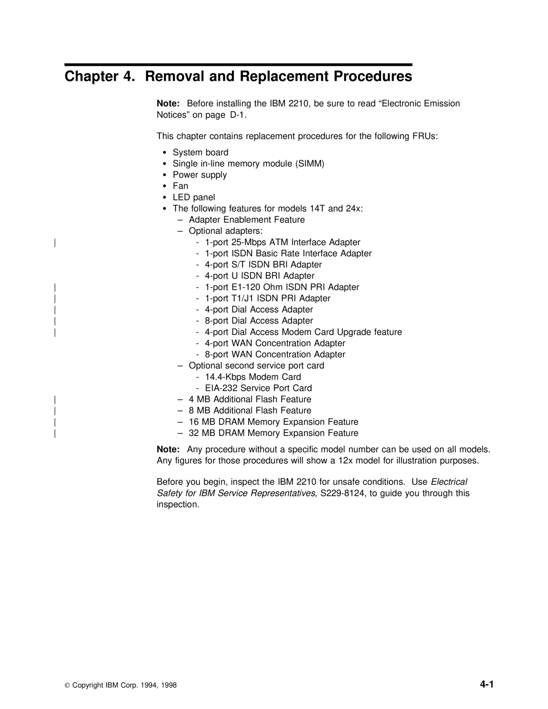 IBM SY27-0345-06 manual Removal and Replacement Procedures 