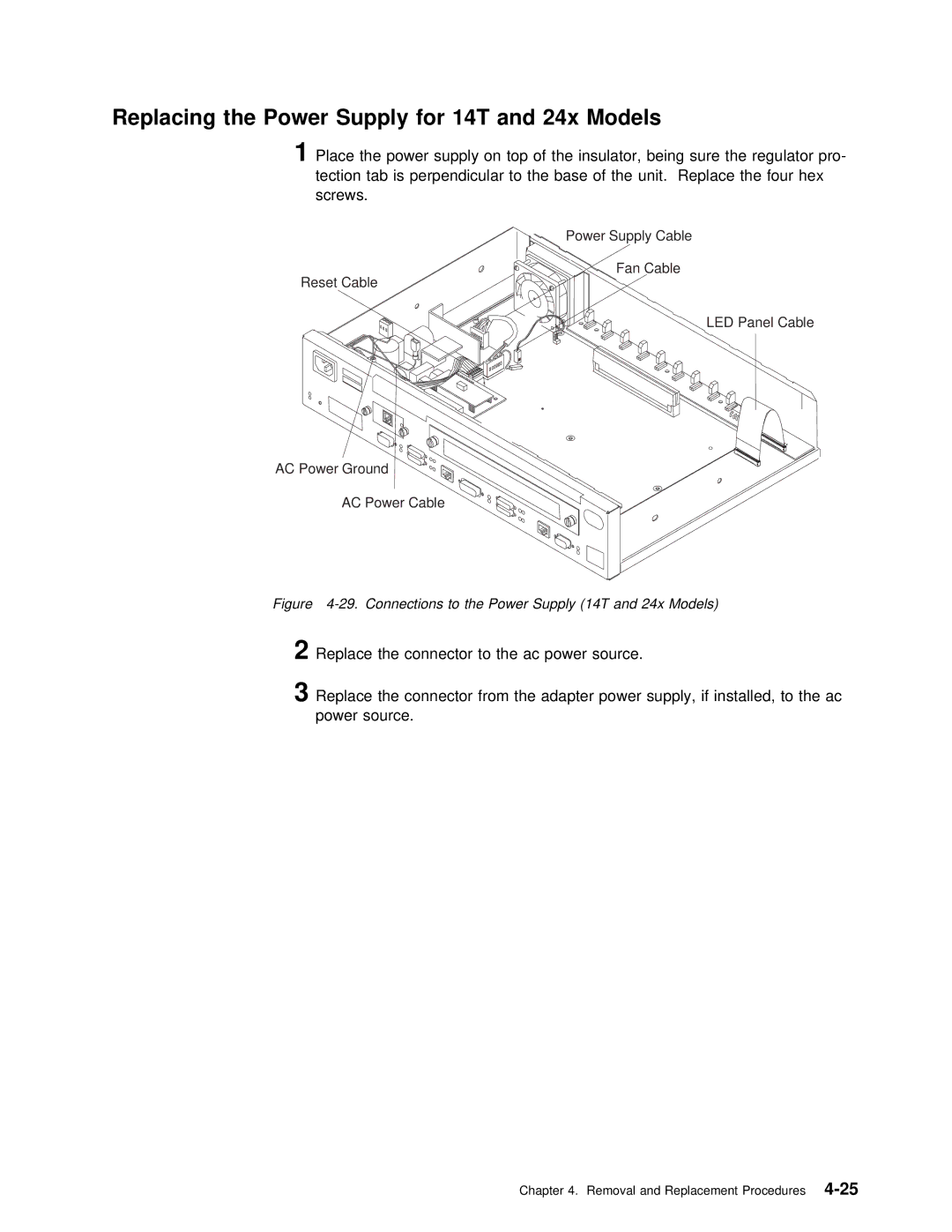 IBM SY27-0345-06 Replacing the Power Supply for 14T and 24x Models, Connections to the Power Supply 14T and 24x Models 