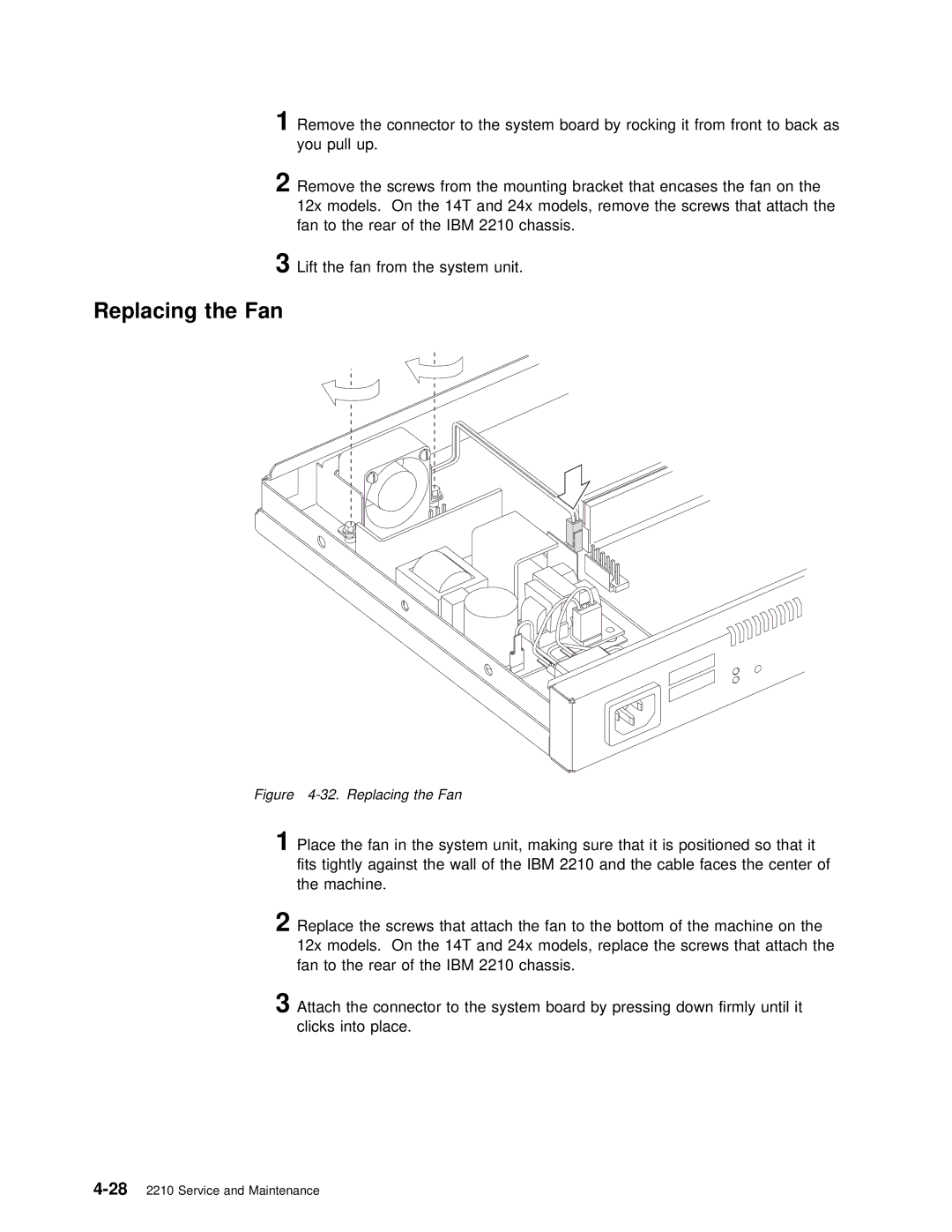 IBM SY27-0345-06 manual Replacing the Fan 