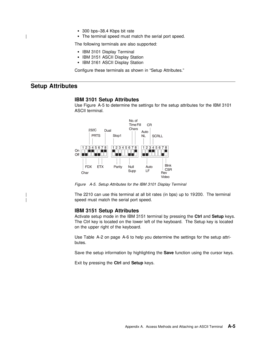 IBM SY27-0345-06 manual Setup Attributes 