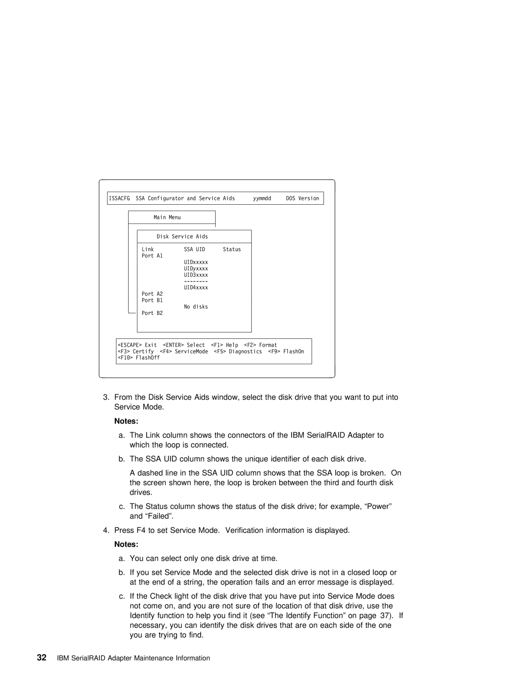 IBM SY33-0193-00 manual Here Loop Is broken Between Third Fourth disk Drives Status 