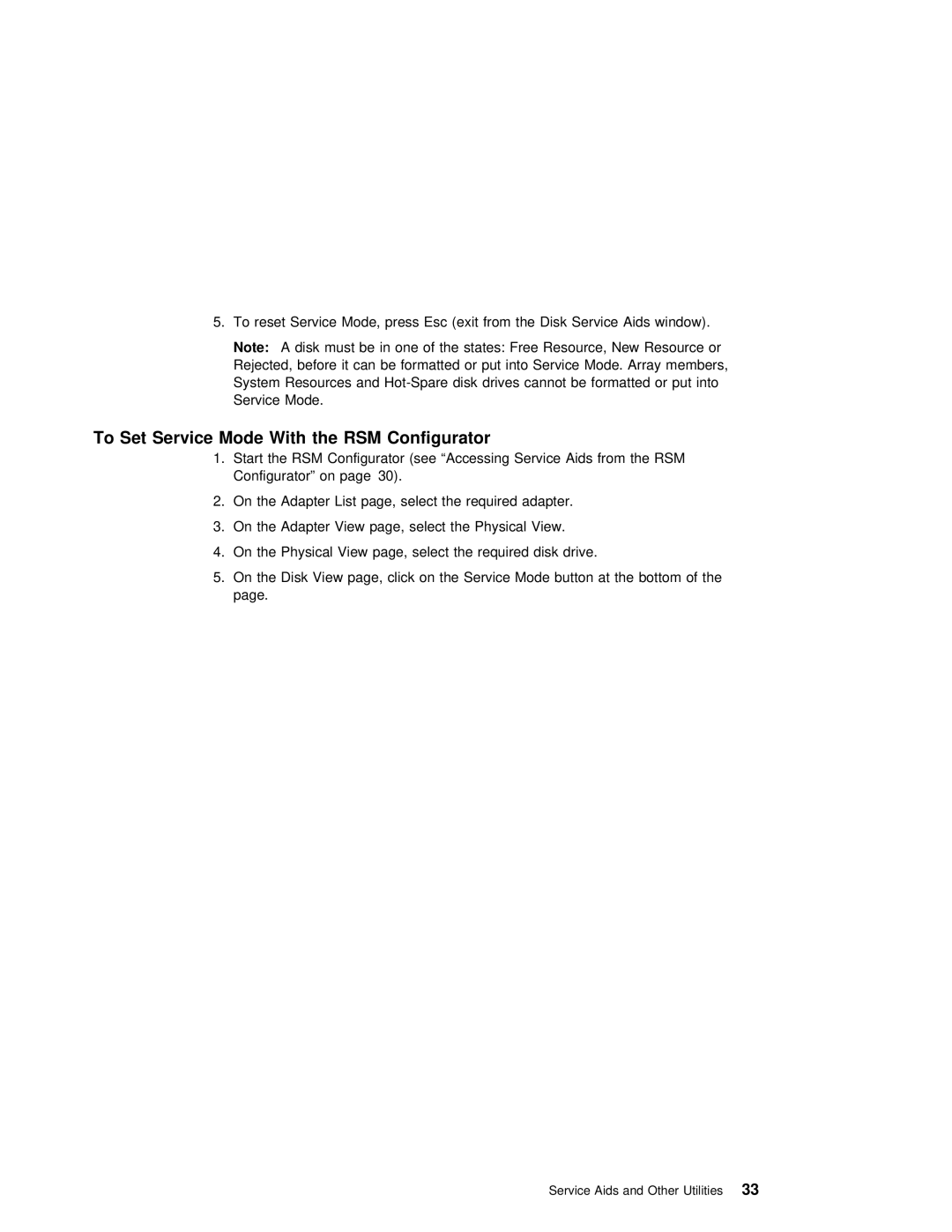 IBM SY33-0193-00 manual To Set Service Mode With the RSM Configurator 