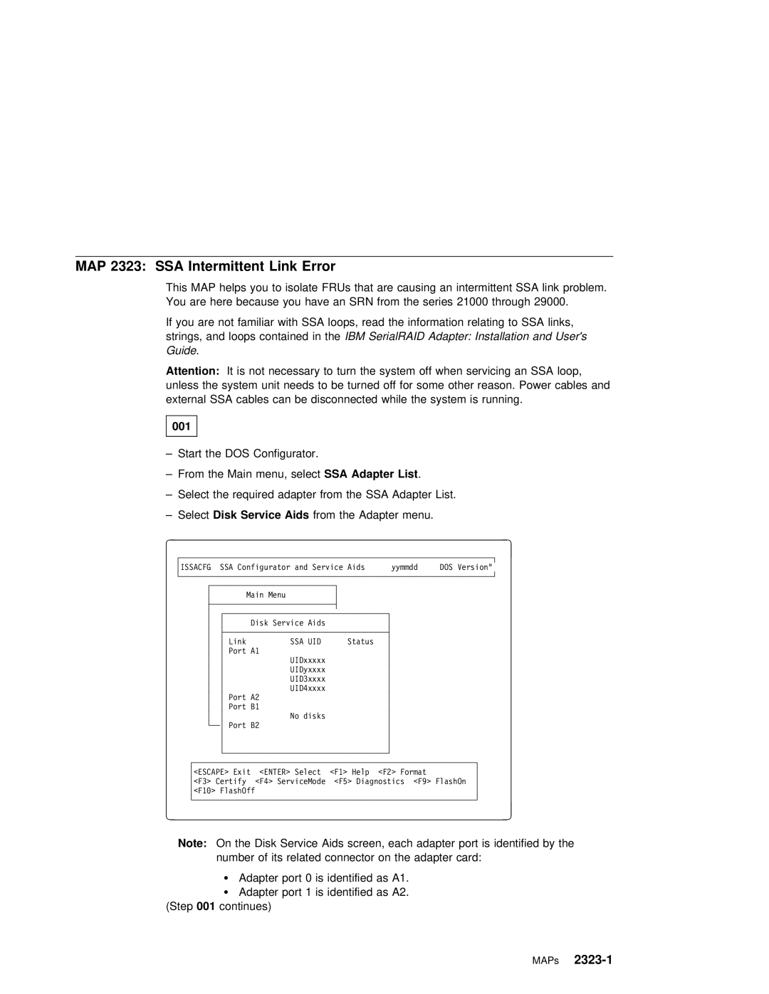 IBM SY33-0193-00 manual MAP 2323 SSA Intermittent, Error 