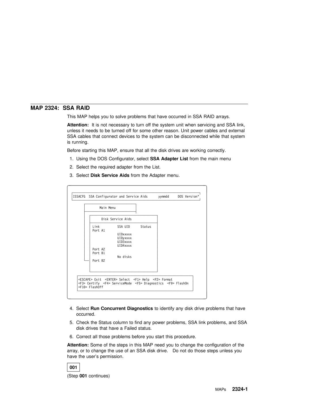 IBM SY33-0193-00 manual MAP 2324 SSA RAID, SelectDisk Service Aids 