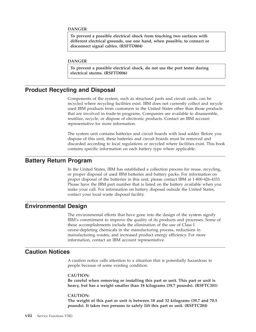 IBM SY44-5902-05 manual Product Recycling and Disposal, Battery Return Program, Environmental Design 