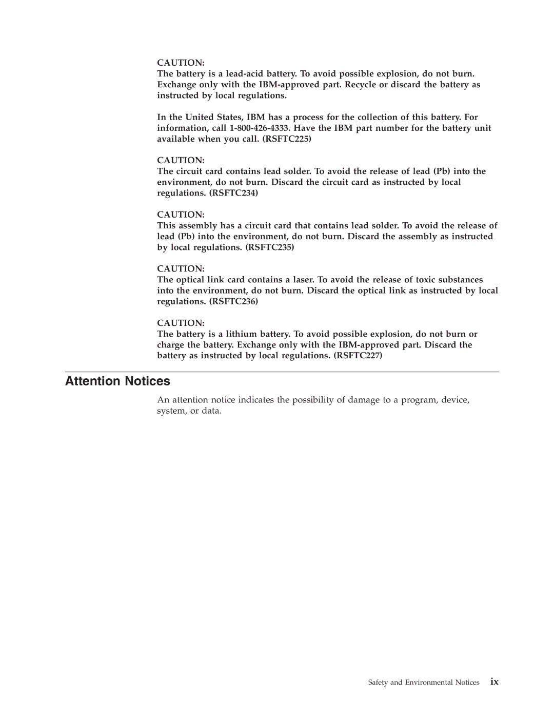 IBM SY44-5902-05 manual Safety and Environmental Notices 