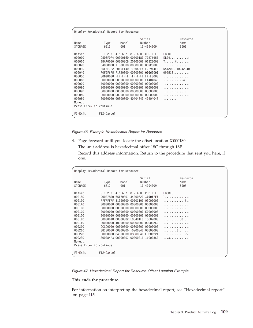 IBM SY44-5902-05 manual Example Hexadecimal Report for Resource 