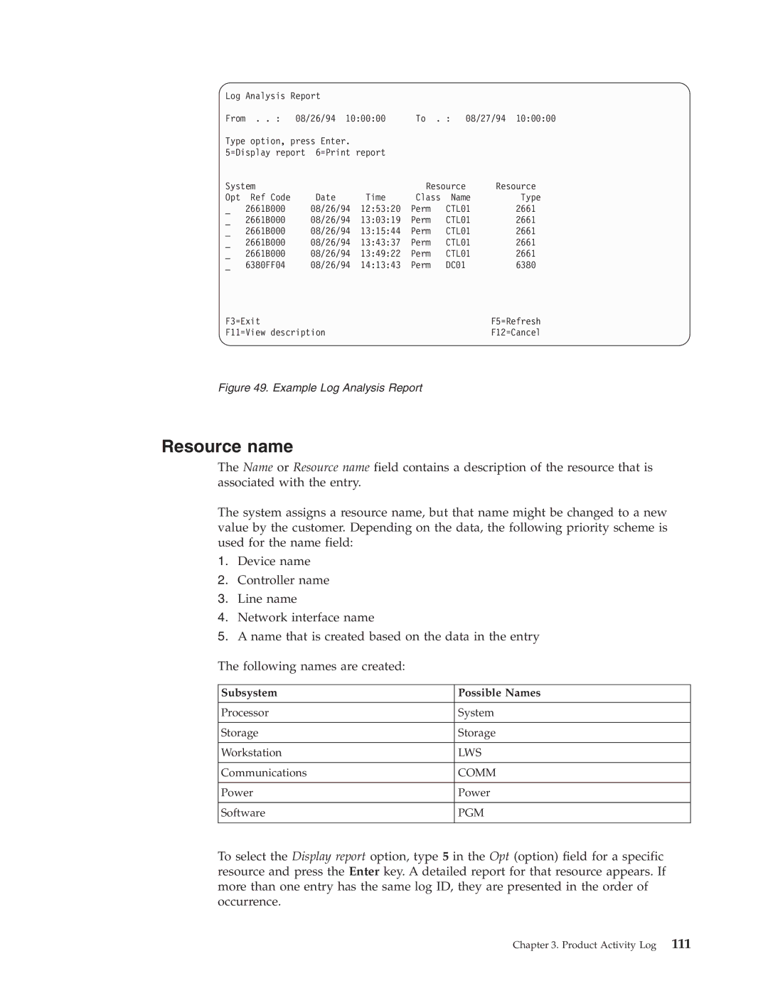 IBM SY44-5902-05 manual Resource name, Subsystem Possible Names 