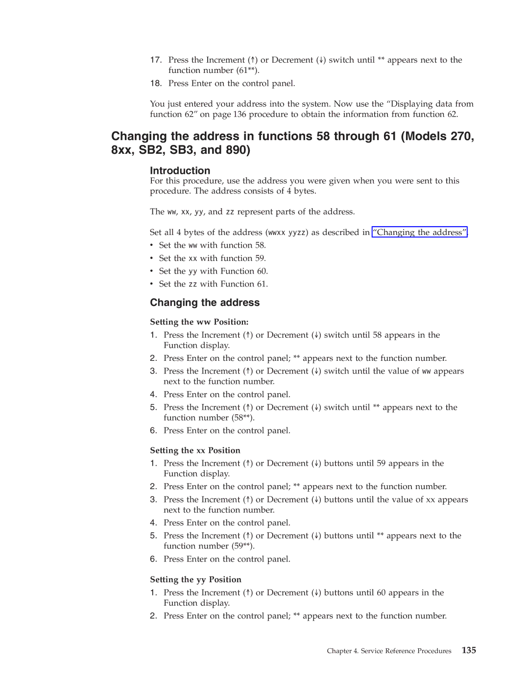 IBM SY44-5902-05 manual Setting the ww Position, Setting the xx Position 