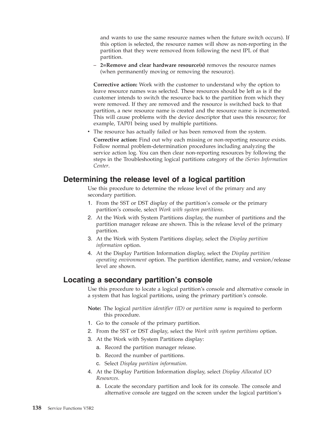 IBM SY44-5902-05 manual Determining the release level of a logical partition, Locating a secondary partition’s console 