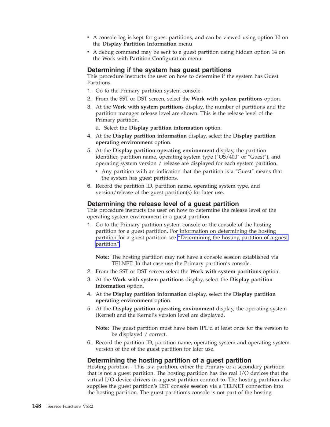 IBM SY44-5902-05 manual Determining if the system has guest partitions, Determining the release level of a guest partition 