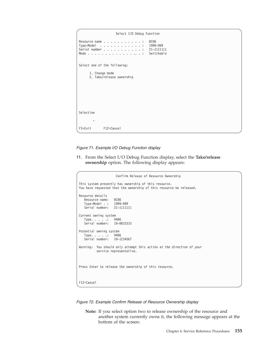 IBM SY44-5902-05 manual Example I/O Debug Function display 