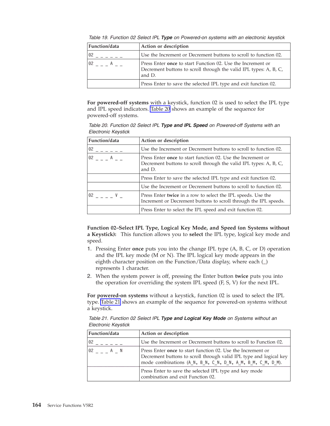 IBM SY44-5902-05 manual Mode combinations AN, BN, CN, DN, AM, BM, CM, DM 