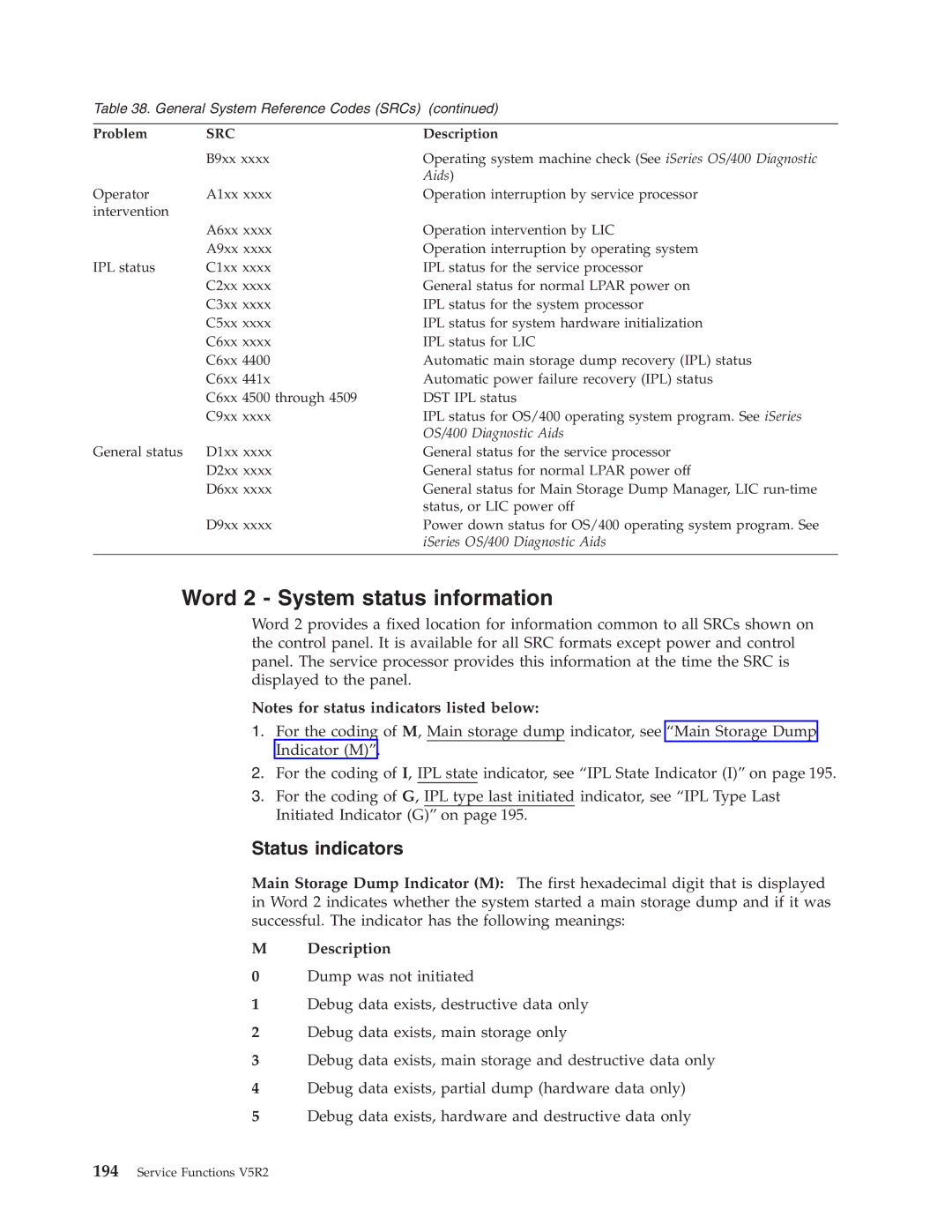 IBM SY44-5902-05 manual Word 2 System status information, Status indicators 