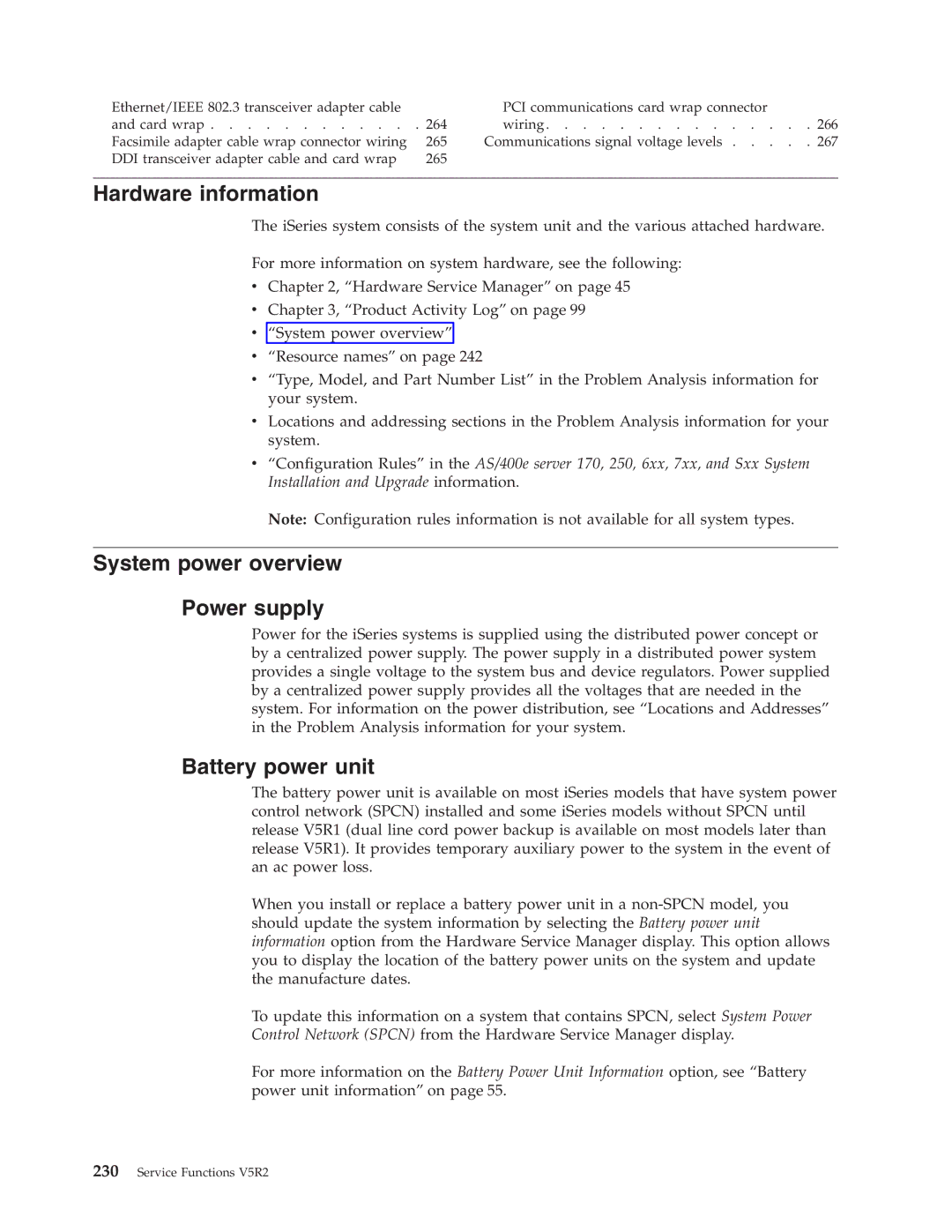 IBM SY44-5902-05 manual Hardware information, System power overview Power supply, Battery power unit 