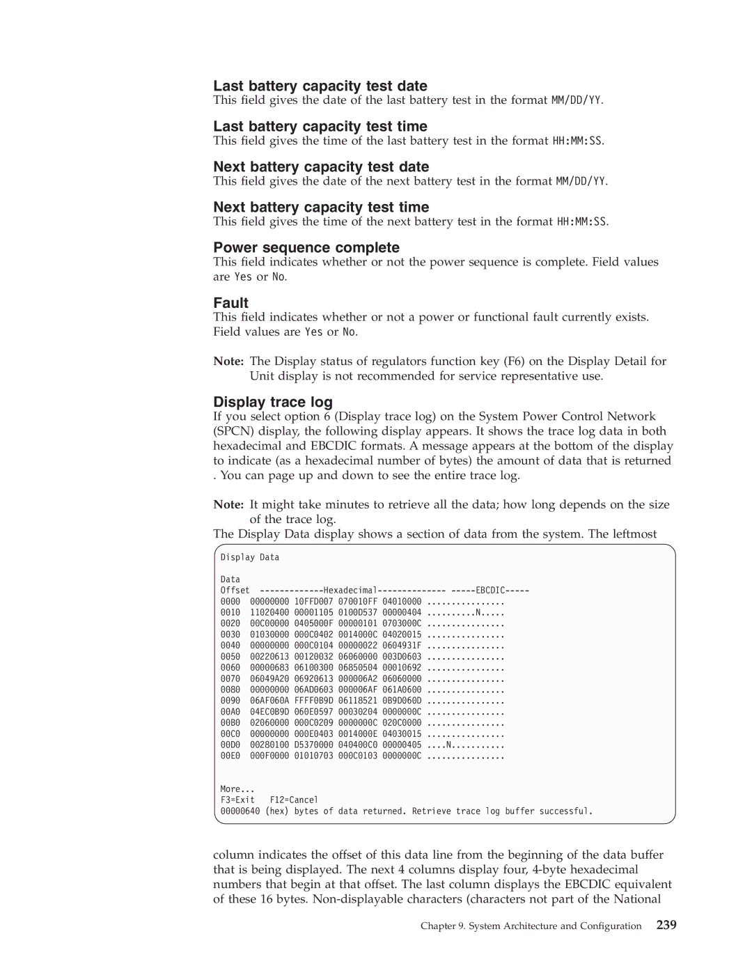 IBM SY44-5902-05 manual Last battery capacity test date, Last battery capacity test time, Next battery capacity test date 